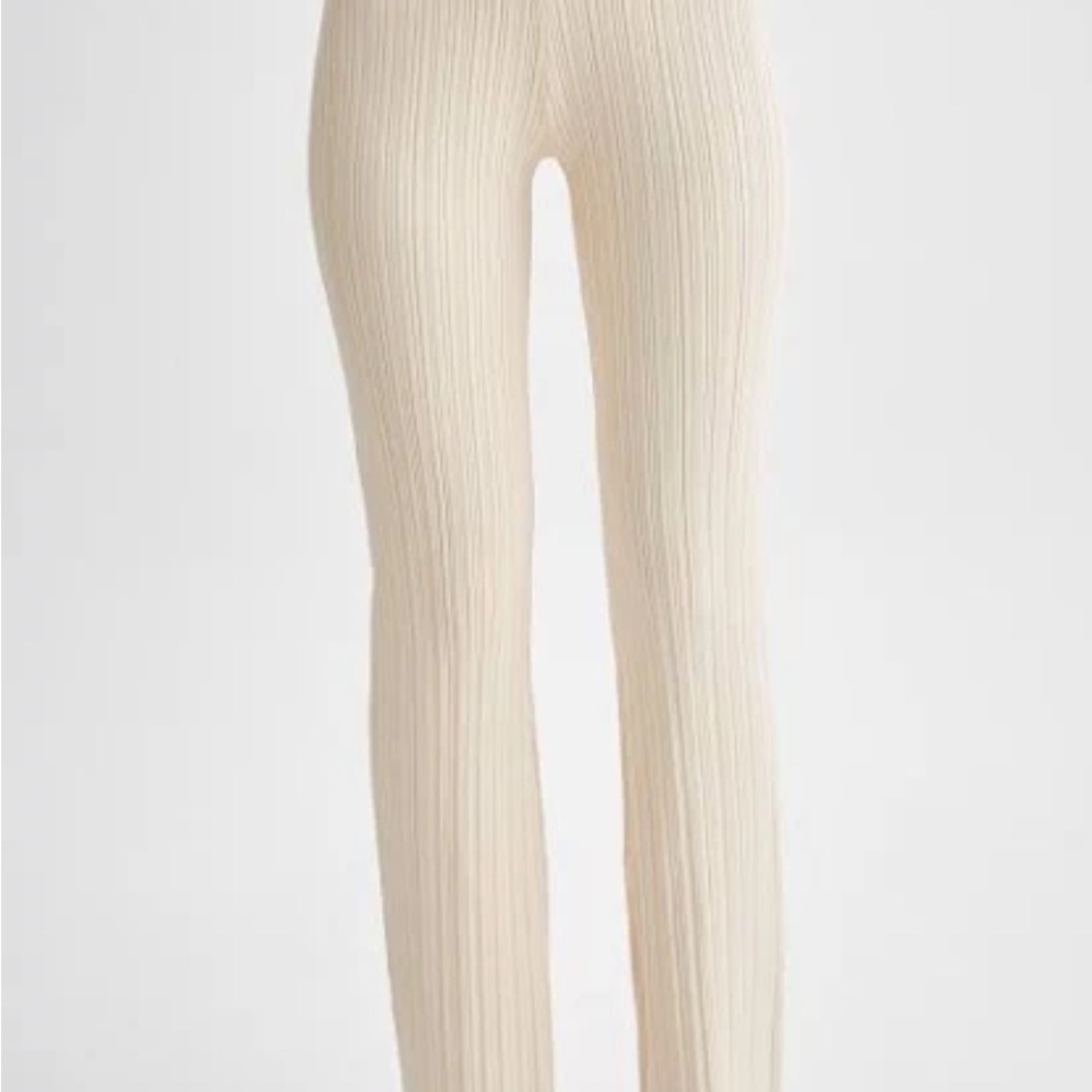 Chiara Straight Leg Rib Knit Pant - Cream